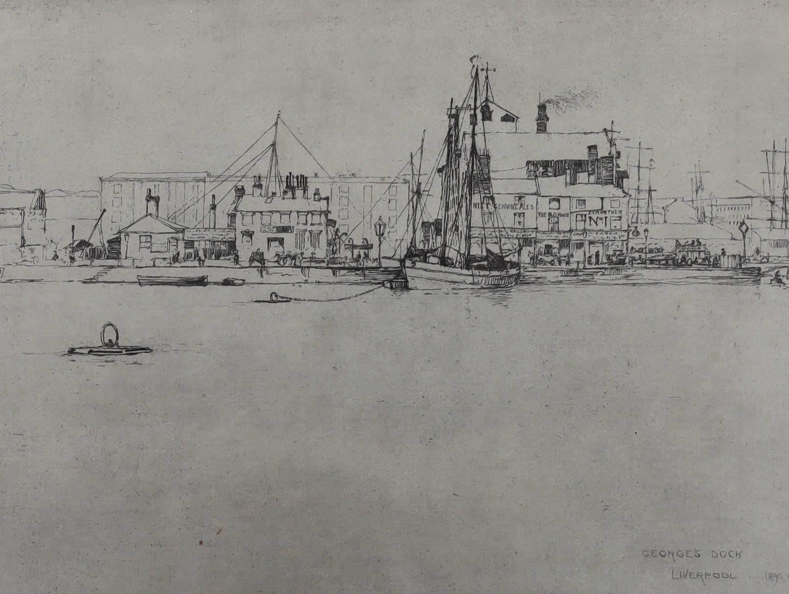 Sir Frank Short R.A. (1857-1945), four drypoint etchings, 'Entrance to the Mersey', 'Polperro Harbour', 'Talland, Cornwall' and 'George's Dock, Liverpool', signed in pencil, largest 20 x 15cm, with a copy of Short's Suss